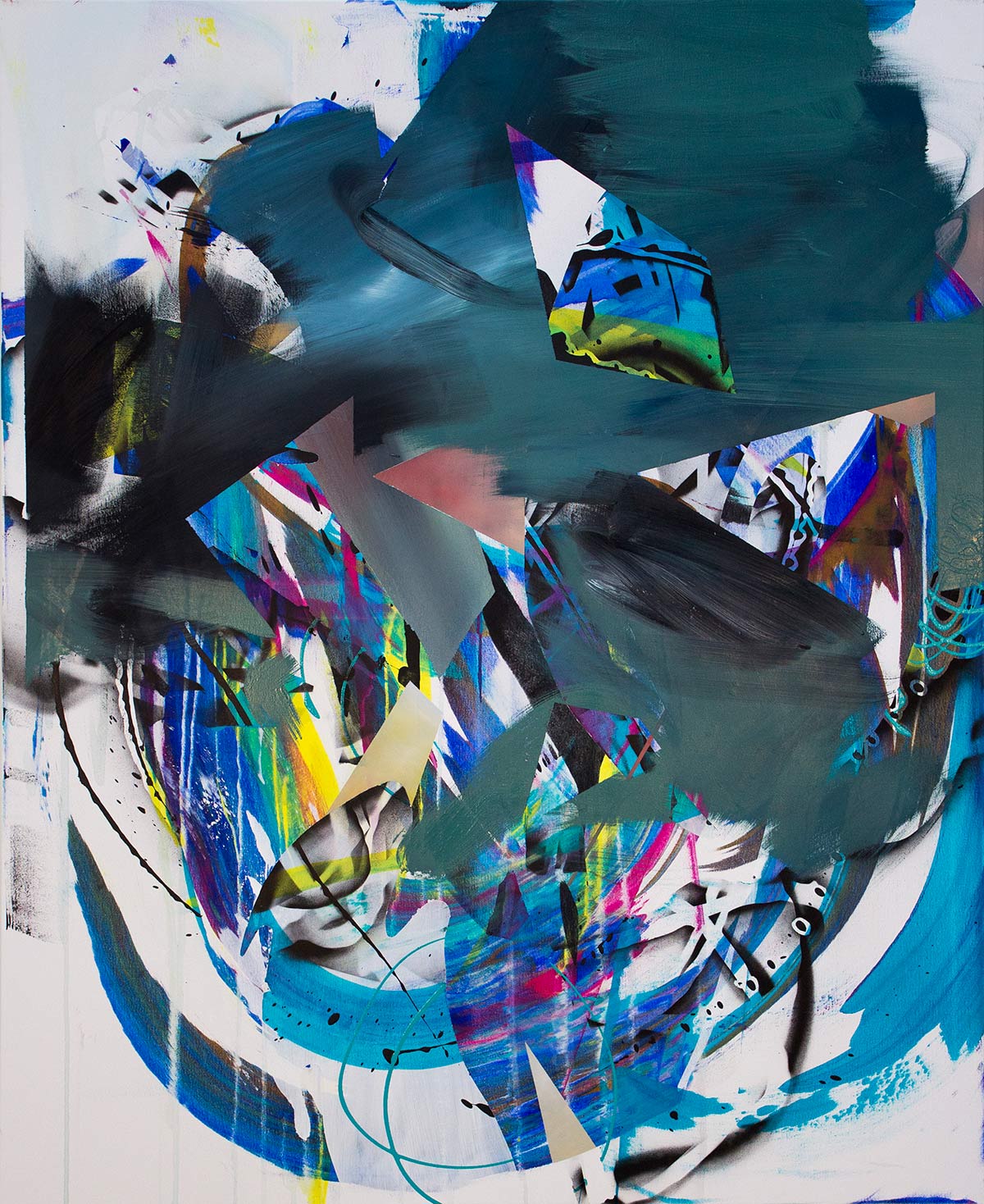 Malwin Faber, 17-033, 2017, oil, acrylic and spray paint on canvas, 135 × 110 cm